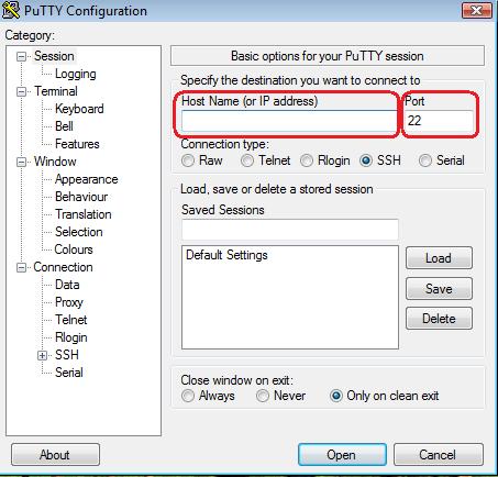 Putty (SSH) Bağlantı Programı