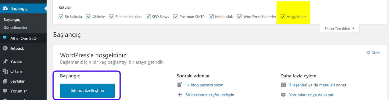 WordPress Gösterge Paneli’nin (Dashboard) Bozuk Göstermesi