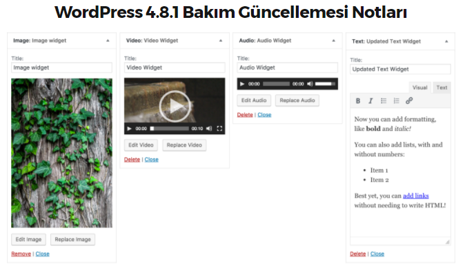 Wordpress 4.8.1 Sürümü İçin Bakım Güncellemesi
